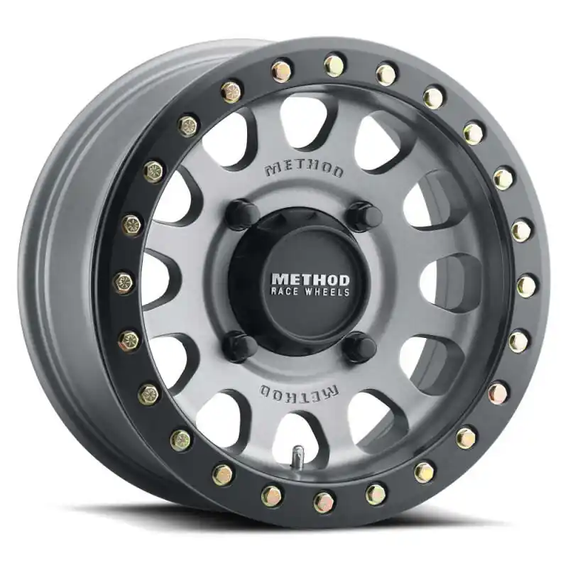 Holiday Sale Method MR401 UTV Beadlock 15x7 / 5+2/38mm Offset / 4x156 / 132mm CB Titanium Wheel- Matte Black Ring