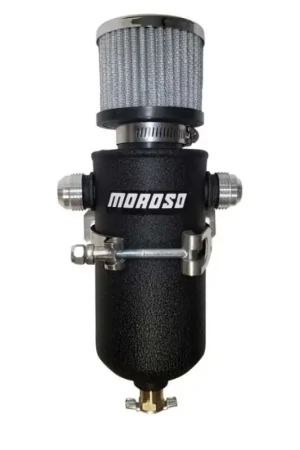 Moroso 10AN Male Fittings Catch Can Breather Tank - Black Powder Coat Premium