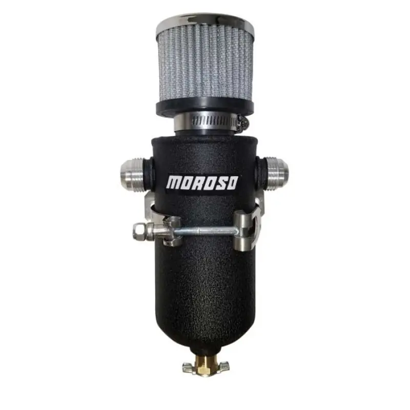 Moroso 10AN Male Fittings Catch Can Breather Tank - Black Powder Coat Premium