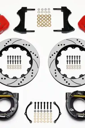 Wilwood AERO4 Rear P-Brake Kit 14.00in Drilled Red Chevy C-10 2.42 Offset 5-lug Express Delivery