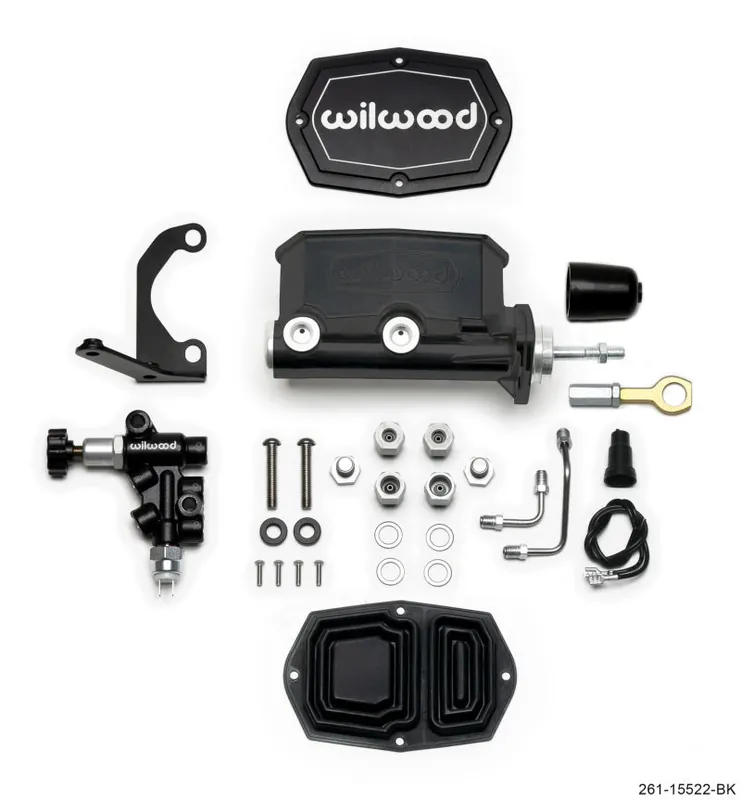 Wilwood Compact Tandem M/C - 7/8in Bore w/Bracket and Valve fits Mustang (Pushrod) - Black Best Price