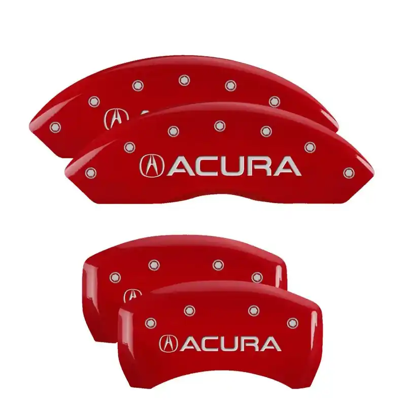 Bulk Order MGP 4 Caliper Covers Engraved Front & Rear Acura Red finish silver ch