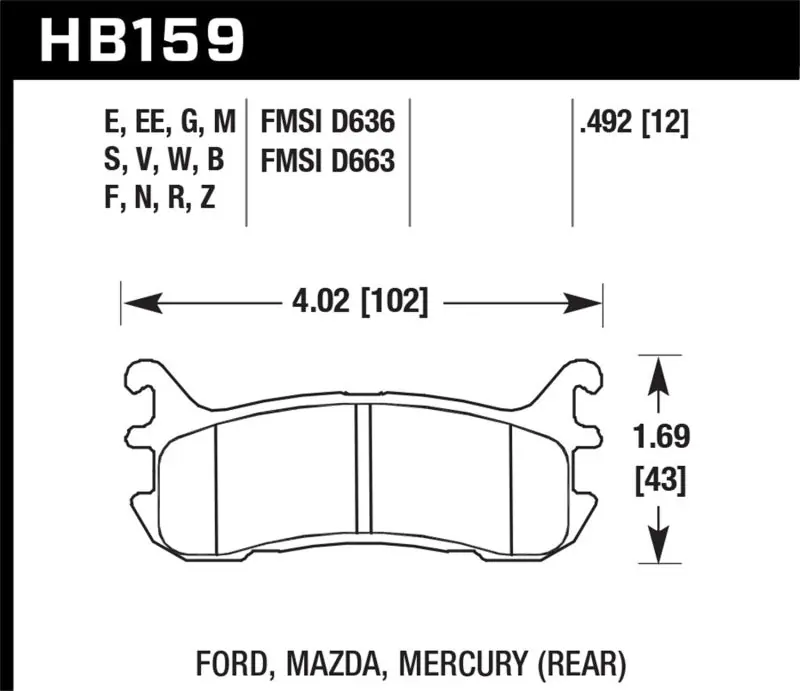 Limited Offer Hawk 03-05 Mazda Miata Rear ER-1 Brake Pad Set