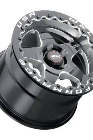 Weld S904 15x10 Ventura Beadlock 5x114.3 ET51 BS7.50 Gloss BLK MIL DIA 78.1 Worldwide Shipping