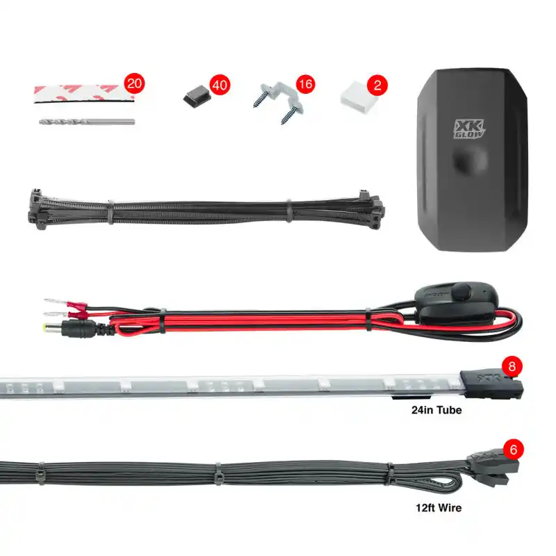 Buy Online XK Glow Slim Tube Million Color XCHROME Smartphone App Controlled Undercar Kit 8x24In