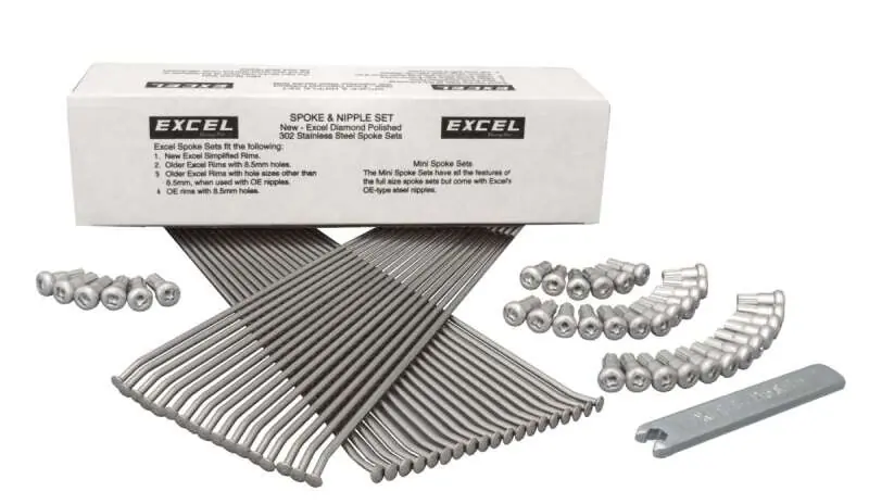 Free Returns Excel Rear Spoke/Nipple Set (w/ Wrench) - 8 Gauge / 36 Qty - Silver