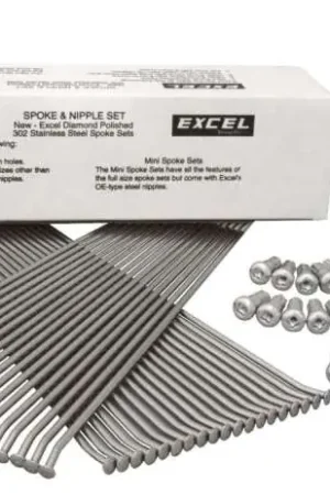Excel Front Spoke/Nipple Set (w/ Wrench) - 9 Gauge / 36 Qty - Silver Handmade
