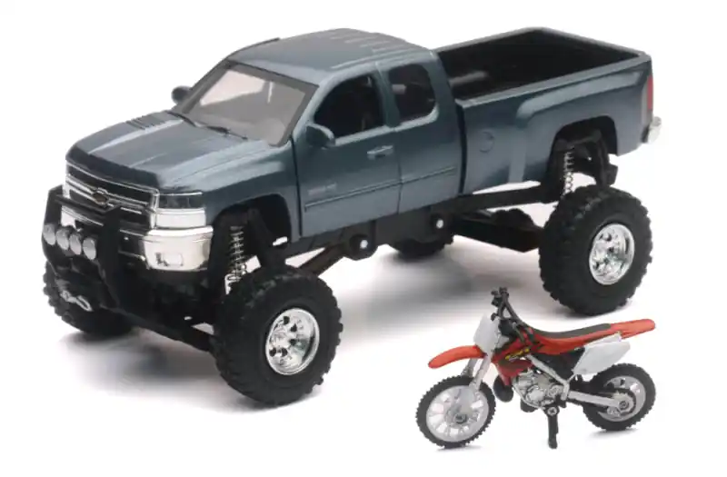 New Ray Toys Chevrolet Silverado with Honda Dirt Bike/ Scale - 1:32 Limited Time