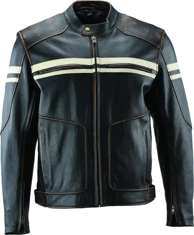Original Kuryakyn Leather By River Road Hoodlum Vintage Leather Jacket Black - XL