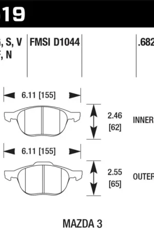Deal Hawk HP+ 08-09 Mazda 3 / Ford/ Volvo HP+ Street Front Brake Pads