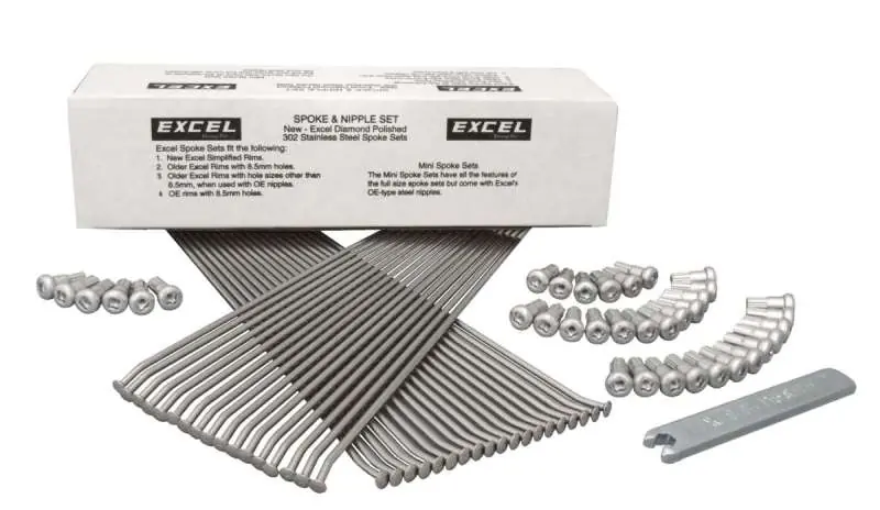 Excel Front Spoke/Nipple Set (w/ Wrench) - 9 Gauge / 36 Qty - Silver Original