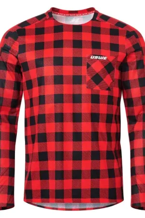 USWE Flannel Long Sleeve Lightweight Off-Road Jersey Flame Red - XL Original