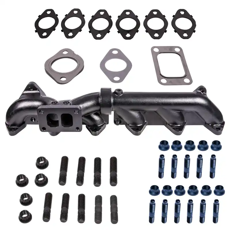 Pulse Flow Exhaust Manifold Kit Fits 2007.5-2018 6.7L Cummins 2-Pc Holset With Multi Layer Gaskets Premium Hardware Wholesale