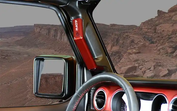 Big Sale Jeep JL Billet Grab Handles 18-Pres Wrangler JK Red American Trail Products