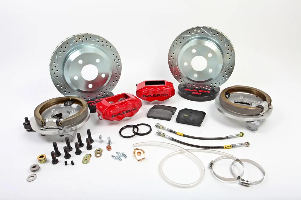 Brake System 12 Inch Rear SS4 w/Park Brake Red 71-74 Mopar E Body BAER Brakes Authentic