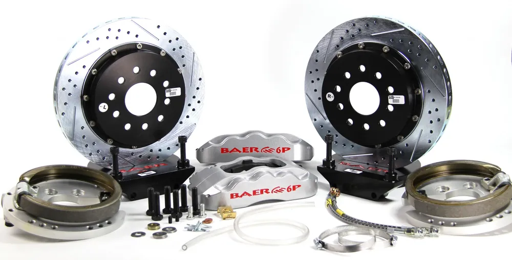 Brake System 13 Inch Rear Pro+ w/Park Brake Silver Ford 9 Inch 5 on 5 Small Bearing BAER Brakes Special Discount