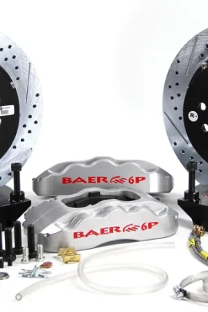Affordable Brake System 14 Inch Rear Pro+ w/Park Brake Silver Ford 9 Inch 5 on 4.5 Big Bearing BAER Brakes