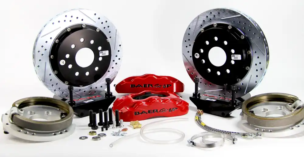 Brake System 14 Inch Rear Pro+ w/Park Brake Red Ford 8.8 Inch 5 on 4.5 BAER Brakes Final Sale