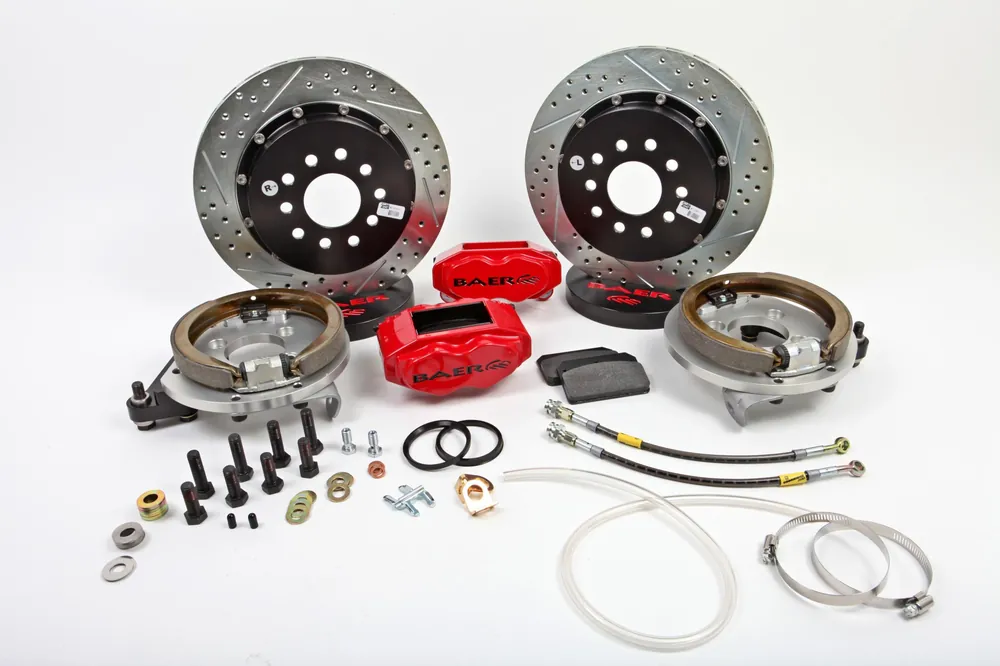 Place Order Brake System 13 Inch Rear SS4+ w/Park Brake Red Ford 9 Inch Small Bearing BAER Brakes