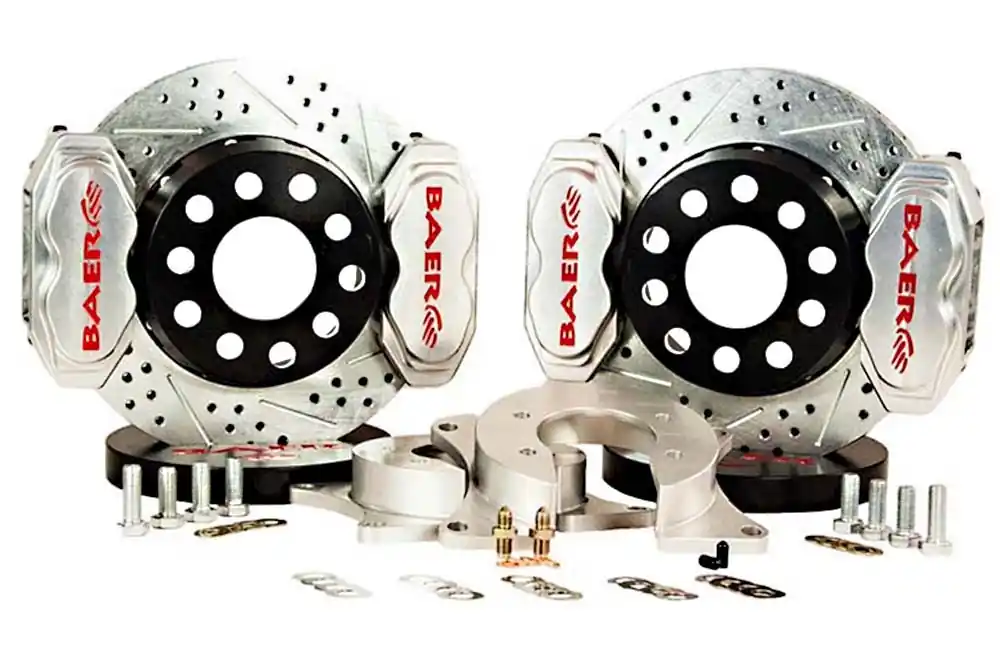Fan Favorite Brake System 11 Inch Rear SS4+ 1.75 Inch Pistons Deep Stage 4-Caliper Clear Ford 9 Inch Big Bearing BAER Brakes