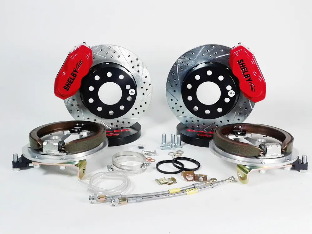 Markdown Brake System 13 Inch Rear SS4+ w/Park Brake Shelby Logo Red 67-73 Mustang 8 or 9 Inch Rear BAER Brakes