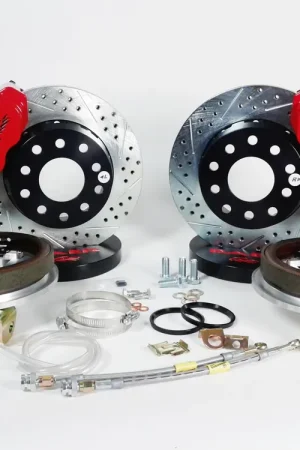 Bargain Brake System 13 Inch Rear SS4+ w/Park Brake Shelby Logo Red Ford 9 Inch 5 on 4.5 BAER Brakes