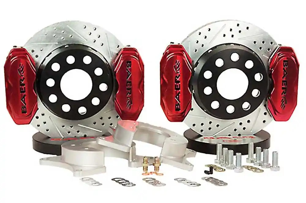 Brake System 11 Inch Rear SS4+ Deep Stage 4-Caliper Fire Red 8.8 Inch C Clip BAER Brakes Luxury