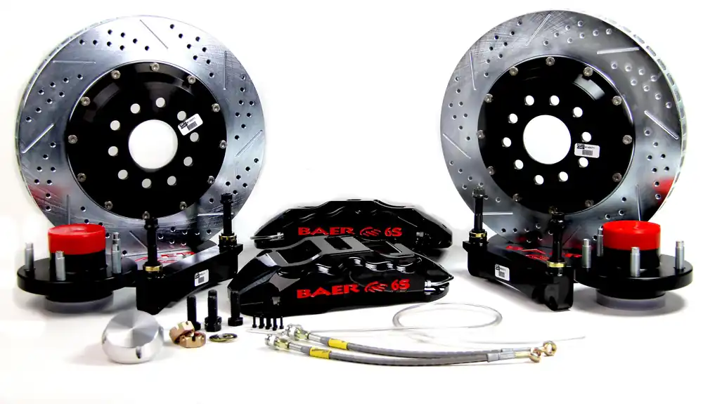 Reduced Price Brake System 14 Inch Front Extreme+ Black 55-57 Chevy Passenger Car W/Heidts/RideTech Spindle BAER Brakes