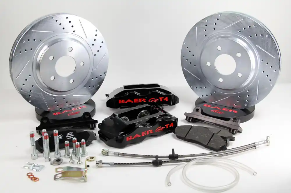 Bargain Brake System 13 Inch Front Track4 Black 93-02 Camaro 98-02 OE Spindle Not Included BAER Brakes