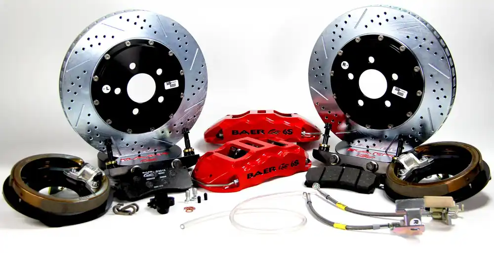 Top Pick Brake System 14 Inch Rear Extreme+ with Park Brake Red Buick/Olds/Pontiac 10/12 Bolt W/Flush Mount Bearing BAER Brakes