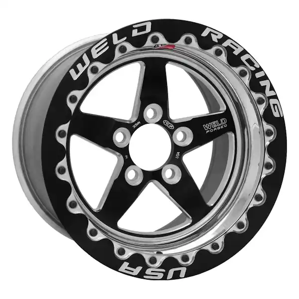 Must Have WELD Racing Street and Strip 71MB514A45F 15X14.33'' Blk S71 Med Pad 5X4.5'' Bolt Pattern 4.5'' Backspace - Blk SBL MT