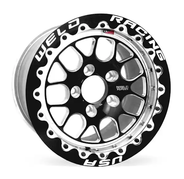 Bulk Order WELD Racing Street and Strip 77MB515A55F 15X15.33'' Black S77 Med Pad 5X4.5'' Bolt Pattern 5.5'' Backspace - Blk SBL MT